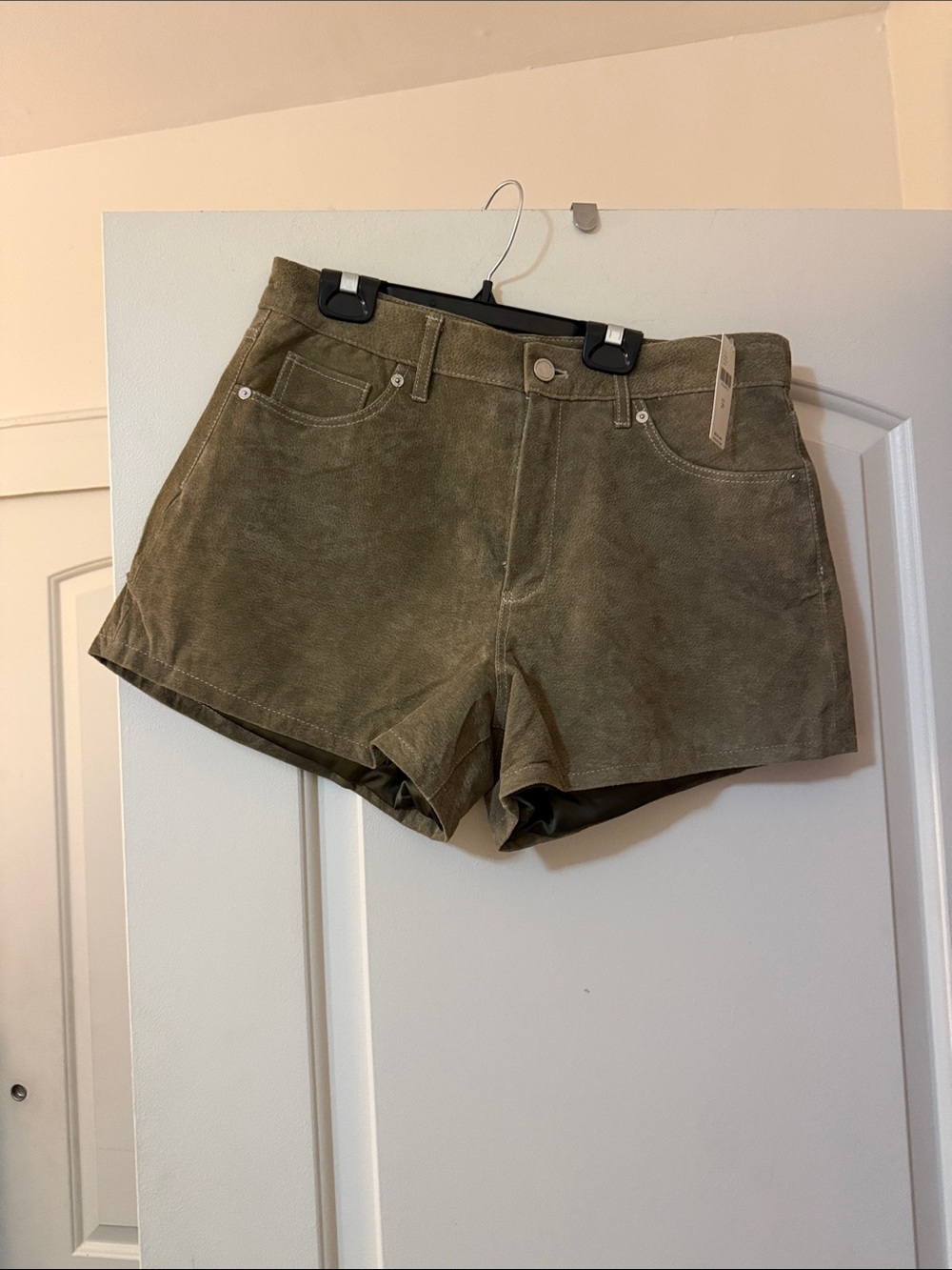 Blank NYC Olive Green Suede Jean Shorts